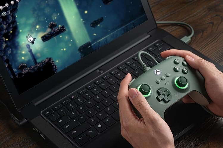 8Bitdo Ultimate C Wired Controller for Xbox with Hall Effect Joysticks and Triggers, RGB Lighting Fire Ring, Compatible with Xbox Series X|S, Xbox One, Windows 10/11- Officially Licensed (Dark Green) thumbnail 6