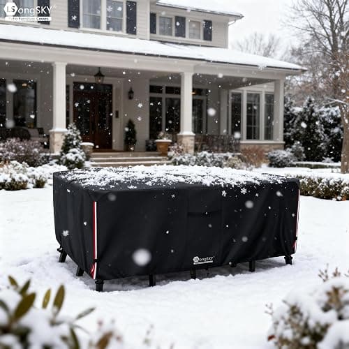 LSongSKY Outdoor Furniture Covers Waterproof,600D Heavy Duty Patio Cover for 6/7/8 PCS Sets Sectional Sofa Couch Dining Rocking Swivel Chairs Ottomans Coffee Table,111L x 74W x 28H inch Black thumbnail 8