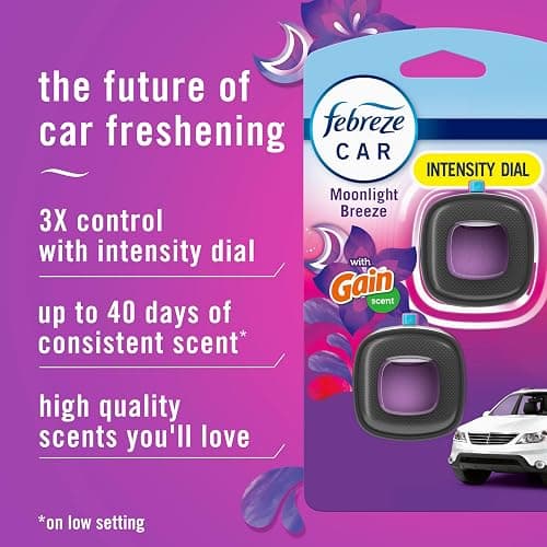 Febreze Car Air Freshener Vent Clip Gain Moonlight Breeze Scent, .07 oz. Car Vent Clip, Pack of 3 and Stay-Fresh Storage Case thumbnail 2