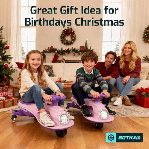Gotrax WG1 Electric Wiggle Car for Kids, 12V Big Battery up to 120Min Playtime, Music Speaker &Rear Flash Wheels, Battery Display & Easy Assembly w/Pedal Throttle, Crazy Cart Gift for Ages 3+, 132Lbs thumbnail 7