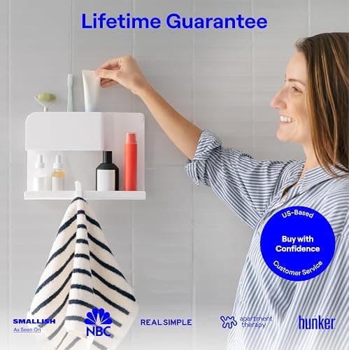 WallShelfie Bedside Wall Organizer - Room Decor, Dorm Room Essential, Floating Bedside Shelf Wall Mount, Makeup Organizer, Remote Control Holder, Room Accessories, Floating Shelves (White) thumbnail 7