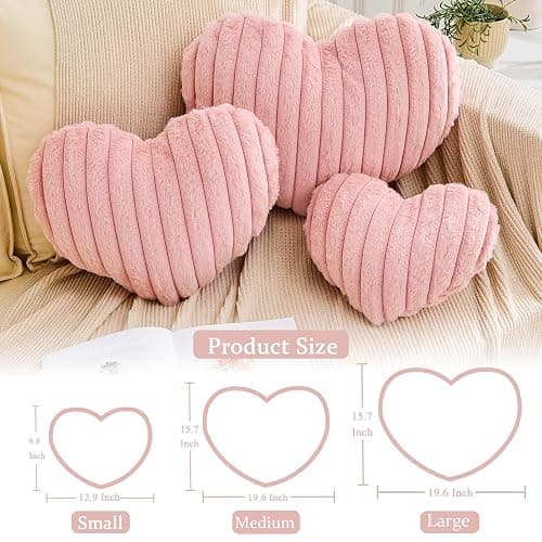 XVTRU Heart Pillows Heart Decorative Pillow Soft Fluffy Heart Shaped Dusty Pink Throw Pillows with Faux Rabbit Fur Aesthetic Room Decor Cute Small Pillow for Valentines Mother's Day thumbnail 3