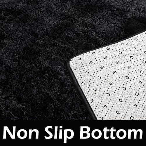 HOMORE Black Rug for Bedroom 4x6 Furry Carpet for Boys Girls Shaggy Fuzzy Rugs for Living Room Non Slip Large Rug for Kids Dorm Home Decor thumbnail 5