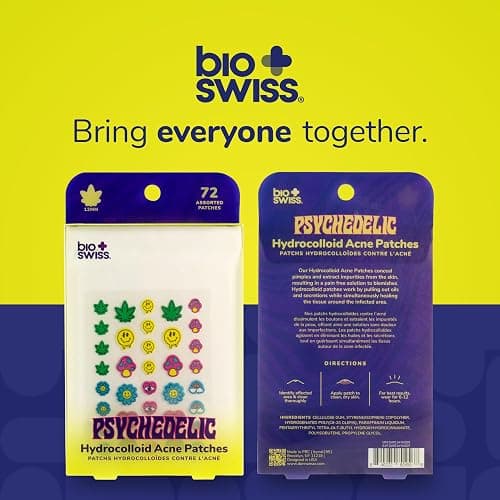 BioSwiss Psychedelic Pimple Patches, Hydrocolloid Acne Patch for Zits and Blemishes, Face and Skin Stickers, 72 Count thumbnail 6
