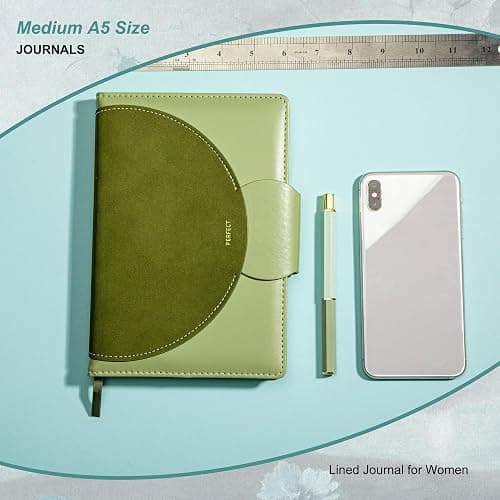 CAGIE Lined Journal for Women, 100GSM Leather Journals for Writing with Buckle Closure,A5 Hardcover Diary Journaling Notebooks for Business Work School Note Taking 5.9" x8.59 (Green) thumbnail 6