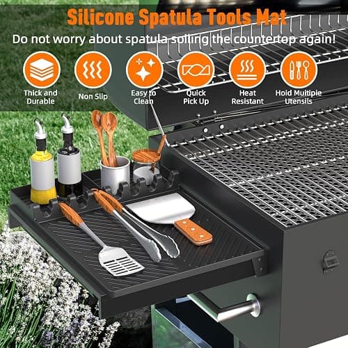 Silicone Grill Mat Compatible with Blackstone, Black | Silicone Griddle Tools with Drip Pad, Spatula Mat, For Outdoor Grill Kitchen Counter thumbnail 3