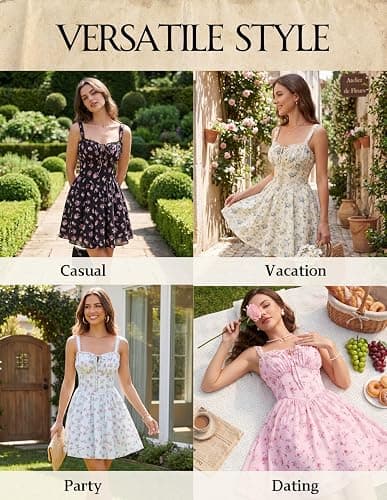 Scarlet Darkness Floral Corset Dress Sundresses for Women 2026 Summer Mini Graduation Dress thumbnail 6