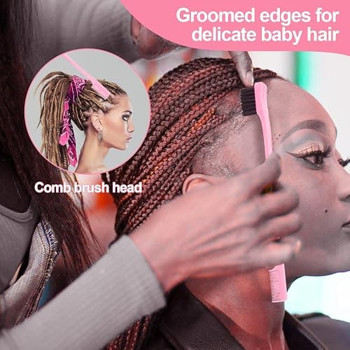 SWEET VIEW 3 Pcs Slick Back Hair Brush, Rat Tail Comb, Edge | Bristle Brush, Hair Accessories for Girls, Kids, Toddlers Sleek Ponytail/Bun, Edge Control and Smoothing Baby Hair & Flyaways thumbnail 3