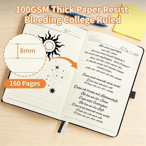 Mlife Lined Journal Notebook for Women & Men,A5 Hardcover PU Leather Journals for Writing,100 GSM Thick Paper, Perfect for College,Work,Office Supplies,Space Style thumbnail 5
