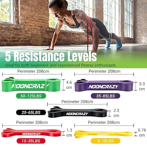 Resistance Bands Set, 5 Different Levels Pull Up Assistance Bands(8-125LB) | Gym Bands with Handles & Door Anchor & Training Poster, Strength Bands for Training, Yoga, Muscle Toning for Men and Women thumbnail 4