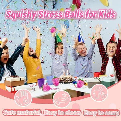 Squishy Strawberry Stress Suagr Balls for Kids, Squeeze Toys, Cute Sensory Fruit Squishy Toys for Kids Birthday Gifts, Strawberry Stress Sugar Ball for Easter Basket Stuffers thumbnail 5