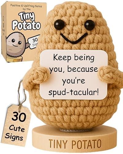 Tiny Potato - Positive Crochet with 30 Swappable Affirmation Cards | Small Gifts for Women, Teen Girls, BFF for Birthday, Mental Health Emotional Support, Christmas Stocking Stuffers, Just Because - Image 1