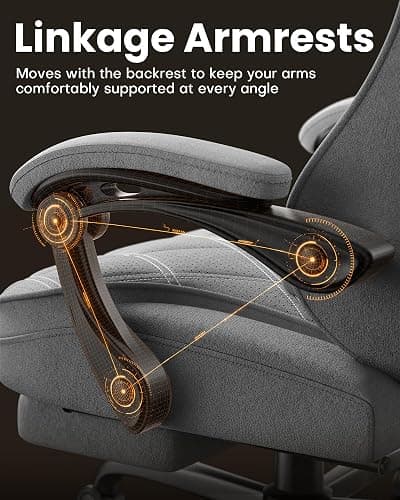 Precision Synergie Fabric Gaming Chair with Massage Function, Silver Grey | Ergonomic Computer Chair with Footrest, Headrest and Lumbar Support, Comfy PC Gamer Chairs for Adults thumbnail 7