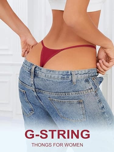 Cotton G-String Thongs for Women Underwear Breathable Stretch Low Rise Panties T-back Sexy Ladies 8 Pack thumbnail 5