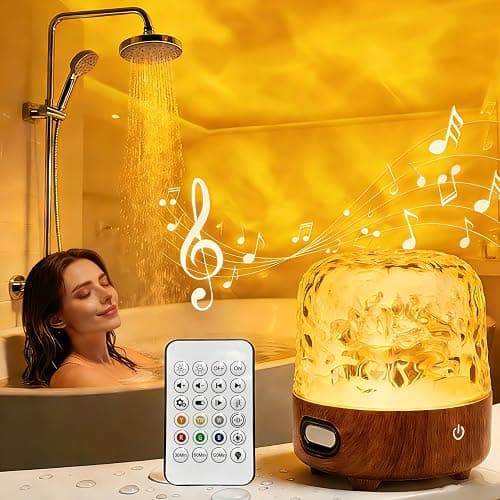 Spa-Like Shower Lamp, Bluetooth Speaker Waterproof Lamp, Rechargeable Lumena Lamp with Remote & Touch Control, 16 Colors Ocean Wave Projector Light with White Noise for Shower, Bathroom, Bathtub - Image 1