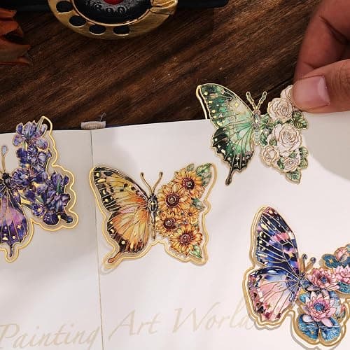 4 Pieces Metal Butterfly Bookmarks, Golden Clips Bookmark Oil Painting Theme Book Mark Bookmarks for Book Lovers Women Writers Readers Children Teens thumbnail 4