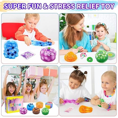Elover Variety Textured Slime (6 Pack x 3.5oz) Premade DIY Slime Kit Toy with Add-Ins Perfect Birthday Present Party Favors for Kids Ages 8-12 thumbnail 9