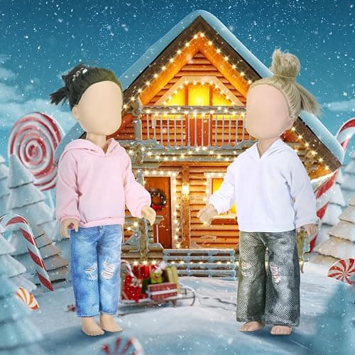 Bencailor 8 Pieces 18 Inch Doll Clothes Dolly Girl Accessories Cotton Sweaters Denim Pant Regular Outfit Clothing for 18 Inch Doll(Black,White,Grey,Pink) thumbnail 5