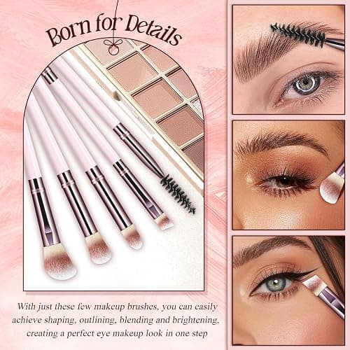 Makeup Brush Set, Premium Synthetic 10 PCS Makeup Brushes, Travel Makeup Brush Set with Soft Hairs, Makeup Brushes Set Professional for Blush, Eyeliner, Eyeshadow, Concealer, and Foundation (Pink) thumbnail 5
