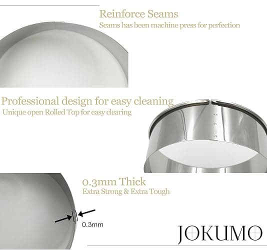 JOKUMO 12 Piece Plain Round Pastry/Cookie Cutter Set Heavy Duty Commercial Grade 18/8 304 Stainless Steel - Metal Marked Size – Perfect For Cooking Enthusiast thumbnail 6