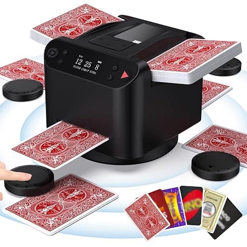 Automatic Card Shuffler and Dealer with 4 Wireless Remote Cards Shuffler | 2-12 Players Card Dealer, Rechargeable Deal 2 Decks Cards Shuffler for UNO, Poker, Texas Hold'em, Monopoly Deal, Blackjack - Image 1