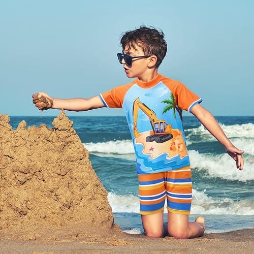 Kids Swimsuit Boys Two Pieces Shark Swimsuit Toddler Rash Guard and Trunk thumbnail 2