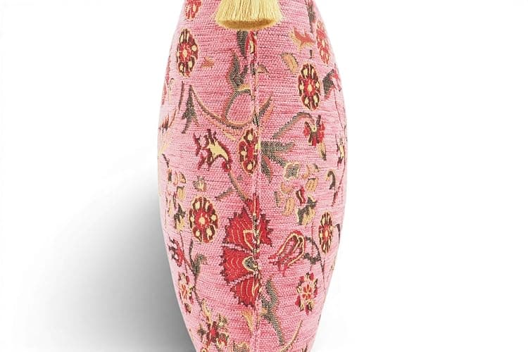YUSUF COLLECTION - Turkish Fabric Pillow Cover 18x18, Pale Pink Boho Throw Pillow, Caucasus Carnation Pattern Decorative Sofa Accent Ethnic Cushion thumbnail 6