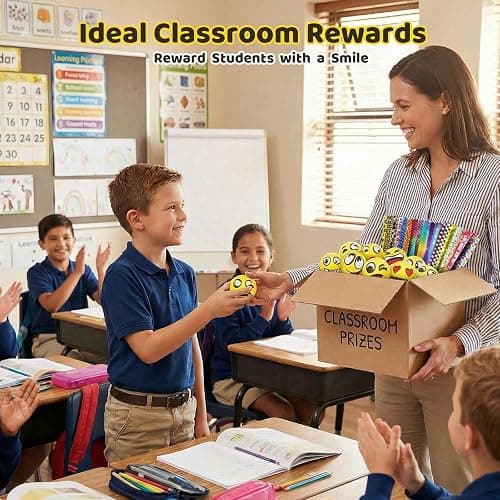LovesTown 24 PCS Stress Balls Bulk for Party Favors, 2.5 Inch Funny Yellow Face Squeeze Toys Foam Face Squeeze Fidget Ball for Kids and Adult Stress Relief Gifts for Coworkers Classroom Prizes thumbnail 5