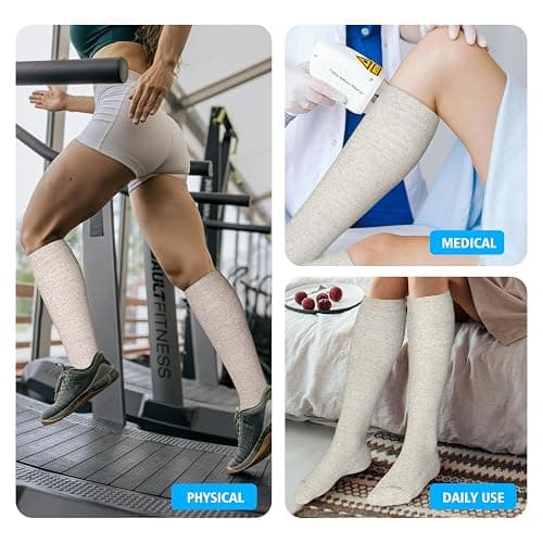 LEVSOX Thick Cotton Compression Socks for Women&Men 20-30mmHg Knee High Cute Support Sock for Nurses, Pregnancy, Travel thumbnail 7