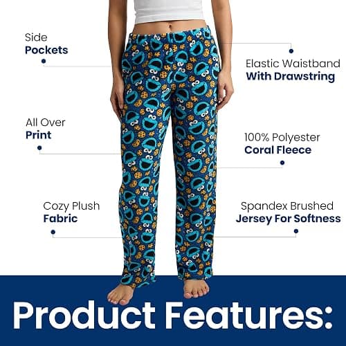 Sesame Street Cookie Monster All-Over Print Women's Sleep Pajama Pants thumbnail 4