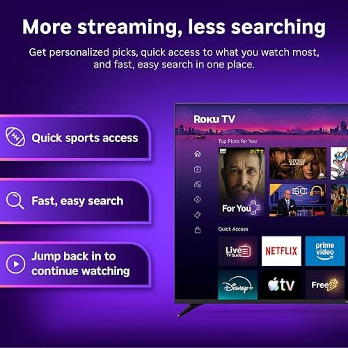 Roku 55-Inch Select Series Smart TV 2026-4K QLED TV - Roku TV | Flat Screen QLED Television with Voice Remote, Wi-Fi & Bluetooth Headphone Mode - Streaming Live Local News, Sports, & Movies thumbnail 8