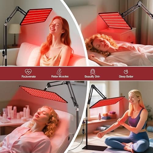 Morfone Red Light Infrared Lamp for Body Face - Tri-Wavelength (660nm, 850nm, 940nm) Infrared Light Lamp Large Panel with Adjustable Stand, Protective Glasses for Home Use, Gift for Women Girls thumbnail 6