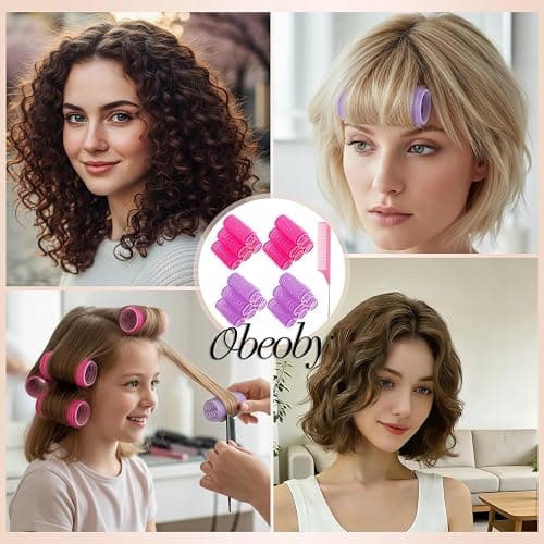 24 Pcs Self-Grip Small Hair Rollers Curlers Set, 25 mm, Rose Red and Purple | For Women Girls Short Hair Bangs Tight Curls, No Heat Hair Curlers to sleep in Home Travel Heatless Styling Accessories Gifts thumbnail 6