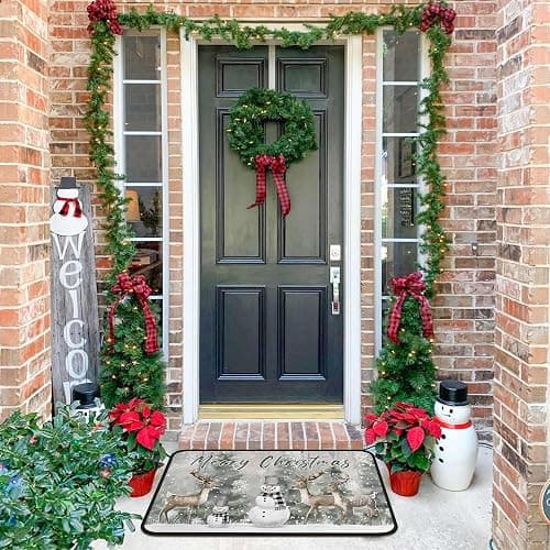 Christmas Kitchen Rugs Green Xmas Trees Deer Snowman Kitchen Mats Set of 2, Christmas Decorations for Home, Non-Slip Backing Winter Holiday Floor Mat Xmas Decor Washable Rug 17"x47.2"+17"x30" thumbnail 7