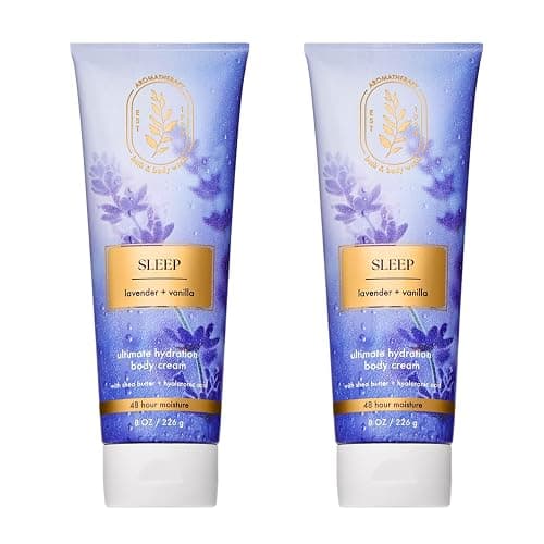 Bath & Body Works Lavender Vanilla Aromatherapy Body Cream, Ultimate Hydration Moisturizer with Shea Butter & Hyaluronic Acid for Dry Skin, 8 fl oz - 2 Pack - Image 1