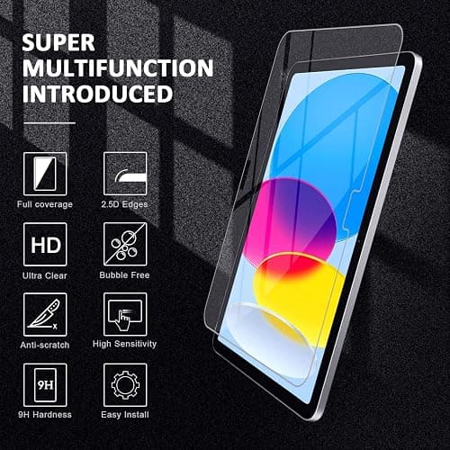 TOPESCT 2-Pack Screen Protector for iPad (A16) 11th/10th Generation (2025/2022,11 inch/10.9 Inch),9H Tempered Glass Film,Anti-Scratch (2) - 2 thumbnail 3