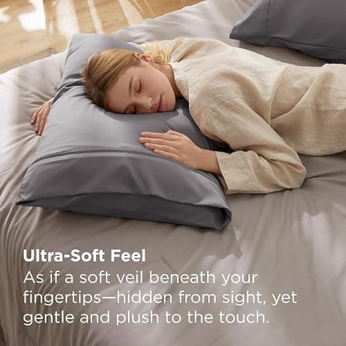 Bedsure Queen Pillow Cases Set of 2 - Silver Grey Brushed Microfiber Pillowcase 2 Pack, Super Soft and Cozy Pillow Case Covers with Envelope Closure, Wrinkle, Fade and Stain Resistant, 20x30 Inches thumbnail 3