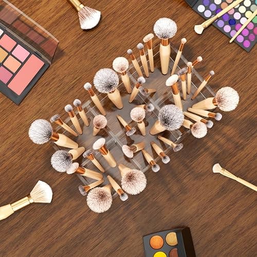 HIIMIEI Clear Makeup Brush Holder Organizer Acrylic 6-Slots Cosmetic Brushes Storage Organizer for Vanity Countertop thumbnail 5