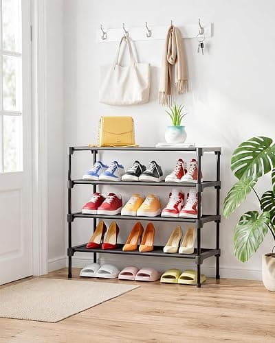 Kitsure Shoe Rack - Non-Woven Shoe Rack Shelf, Shoe Organizer for Closet, Entryway, Garage & Corridor, Stackable Shoe Shelves, X-Large, Black | Shoe Organizer for Closet, Entryway, Garage, Stackable Shoe Shelves, college dorm&apartment essentials thumbnail 2