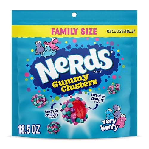 NERDS Gummy Clusters, Candy, Very Berry, Crunchy and Gummy, 18.5 oz - Image 1
