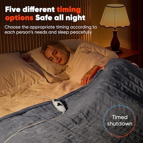 greenoak Heated Blanket Electric Throw, Soft Fleece Heating Blanket with 10 Heat Levels, 8 Hours Auto-Off, Christmas Gifts for Grandma/Seniors/Mom, Misty Grey, 50"X60" thumbnail 6