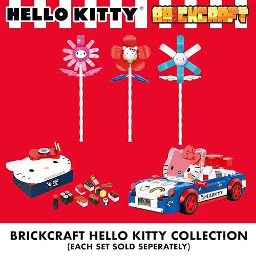 Brickcraft Officially Licensed Sanrio Hello Kitty Convertible Car Building Set, 294-Piece Multicolor Brick Kit with Detailed Character Face, Sticker Sheet Included thumbnail 4