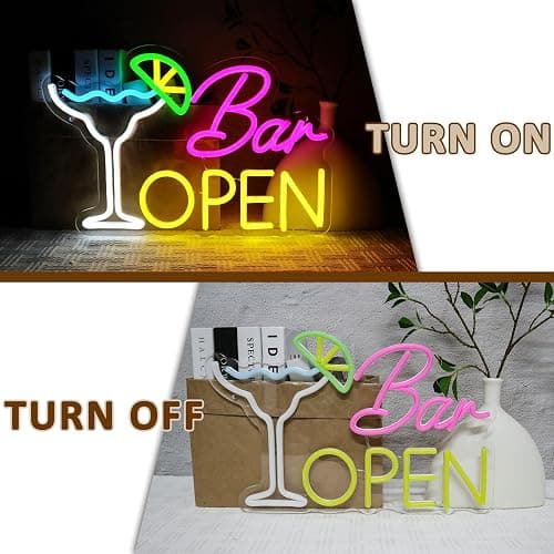 PMCVYH Bar Open Sign for Business, Neon Open Sign, USB Dimmable Cocktails Neon Lights for Beer Bar Coffee Cafe Home Pub Man Cave Stores Hotel Party Window Wall Decor Restaurant thumbnail 6