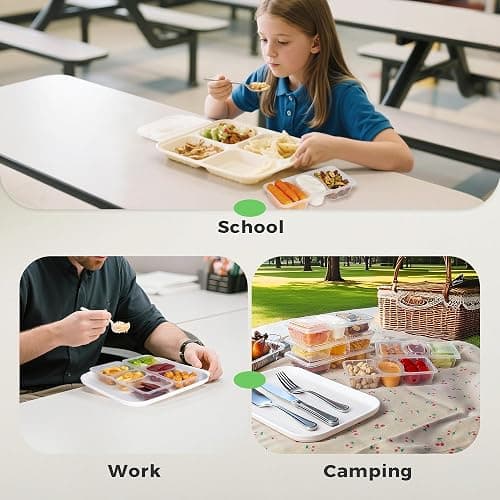 MACTANO 8 OZ Reusable Snack Containers with Lids, New 3 Compartment Condiment Snack Pack Containers 10 Sets thumbnail 7
