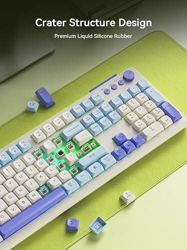 Wireless Keyboard and Mouse Combo, RGB Backlit Rechargeable 2000 mAh Battery, Wireless Computer Keyboards, Tri-Mode Bluetooth/2.4GHz/USB-C Custom Creamy Keyboard, RGB Backlit Media Knob thumbnail 7