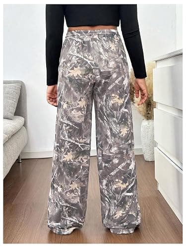 SOLY HUX Girl's Camo Wide Leg Pants Drawstring Waist Baggy Sweatpants with Pocket thumbnail 2