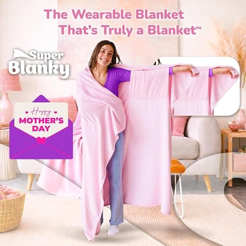 Super Blanky Wearable Blankets for Women, Adult Wearable Blanket Men, Mother's Day Gifts for Her, Wife Birthday Gift Ideas thumbnail 2