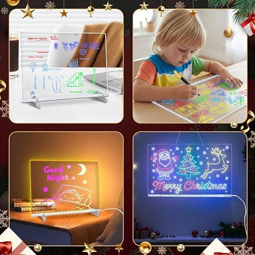 Lumiboard Led Drawing Board with 8 Colors, 13"x10" Acrylic Dry Erase Board with 13 Light Effects, Glow Doodle Board Gifts for Kids for Easter Halloween Christmas Birthday Gifts Presents thumbnail 7