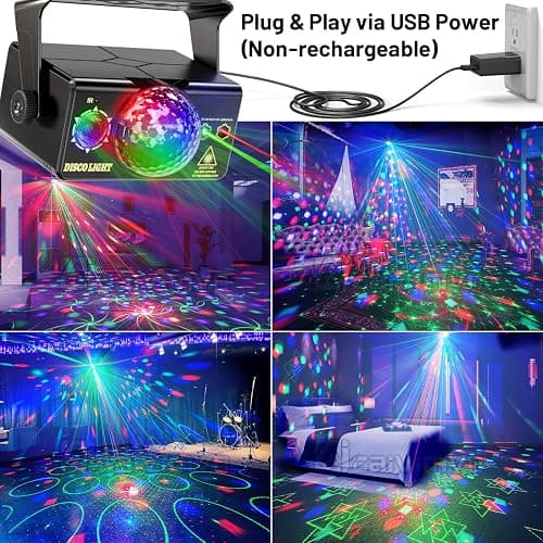 caivimvn Party Lights, DJ Disco Light Disco Ball Light Sound Activated Strobe Stage Lights for Parties Birthday Christmas Gift Wedding Karaoke KTV Bar Club Pub Dance Home Room Halloween Decorations thumbnail 2