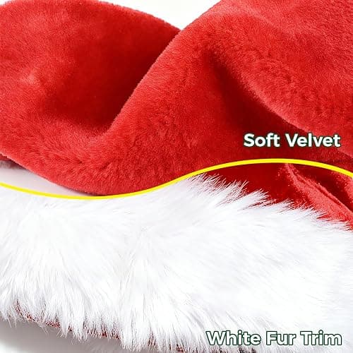 Iioscre Santa Hat Adult Christmas Hats - Santa Claus Hat for Women Men - Xmas Holiday Party thumbnail 4